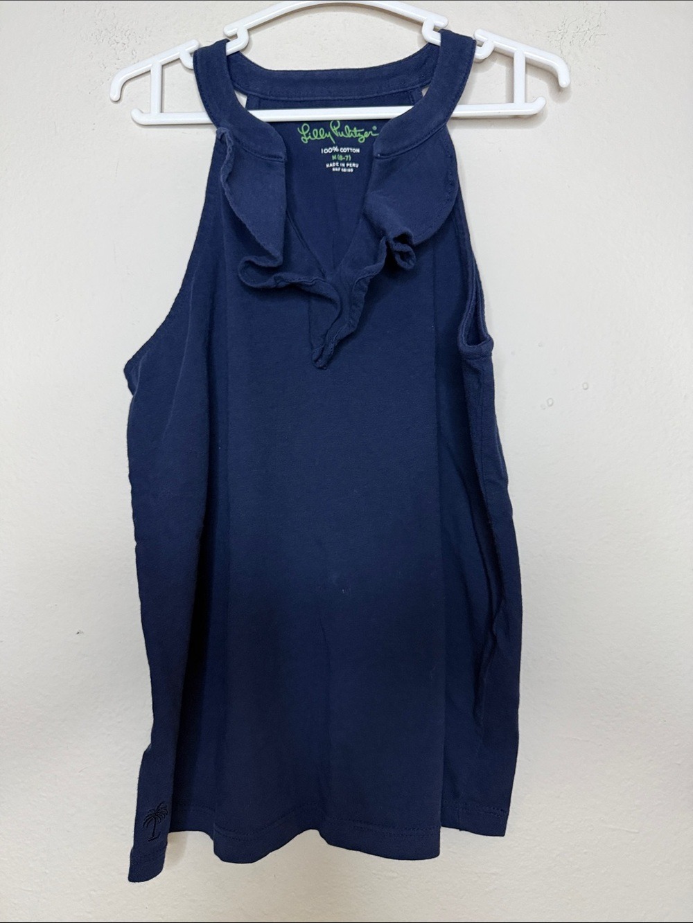Lilly Pulitzer Girls Solid Navy Ruffle Halter Tank Top Size M - [0067]